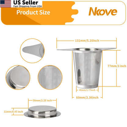 Universal Tea Infuser with Lid for Mugs - Stainless Steel Filter, Silver