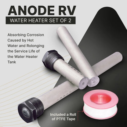 Set of 2 Anode Rods for RV Water Heater (Camper)