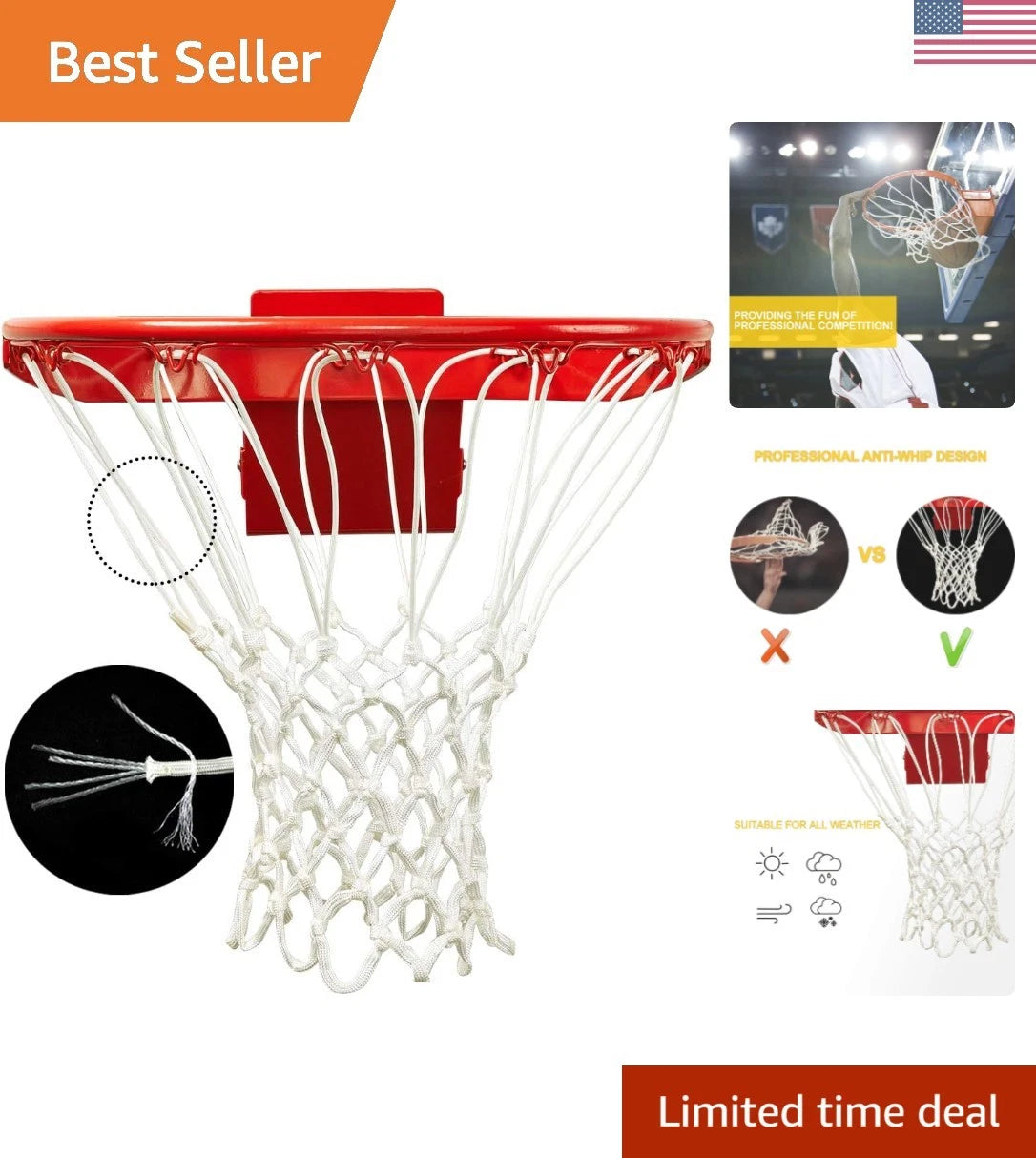 Standard Size Basketball Net for All Weather Use