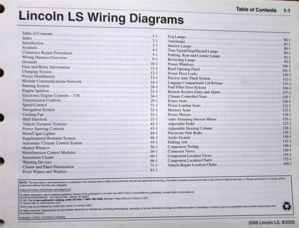 Electrical Wiring Diagram for Lincoln LS (2006)