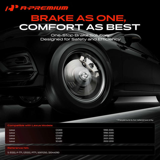 Set of 2 Drilled Rotors & Ceramic Brake Pads for Lexus IS300 GS300 (2001–2005) S-31253, P-771