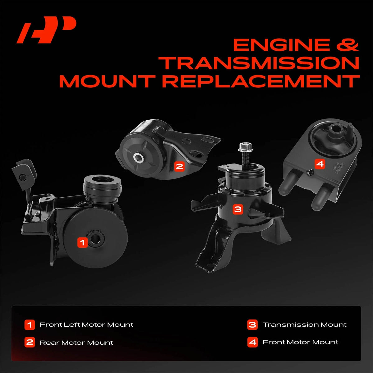 Set of 4 Engine Motor & Transmission Mounts for Mazda MPV (2000–2006) LC6239050, LD4739070A, LC6239040C