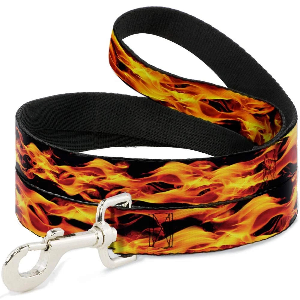 6FT Dog Leash for Vivid Black Orange Flames