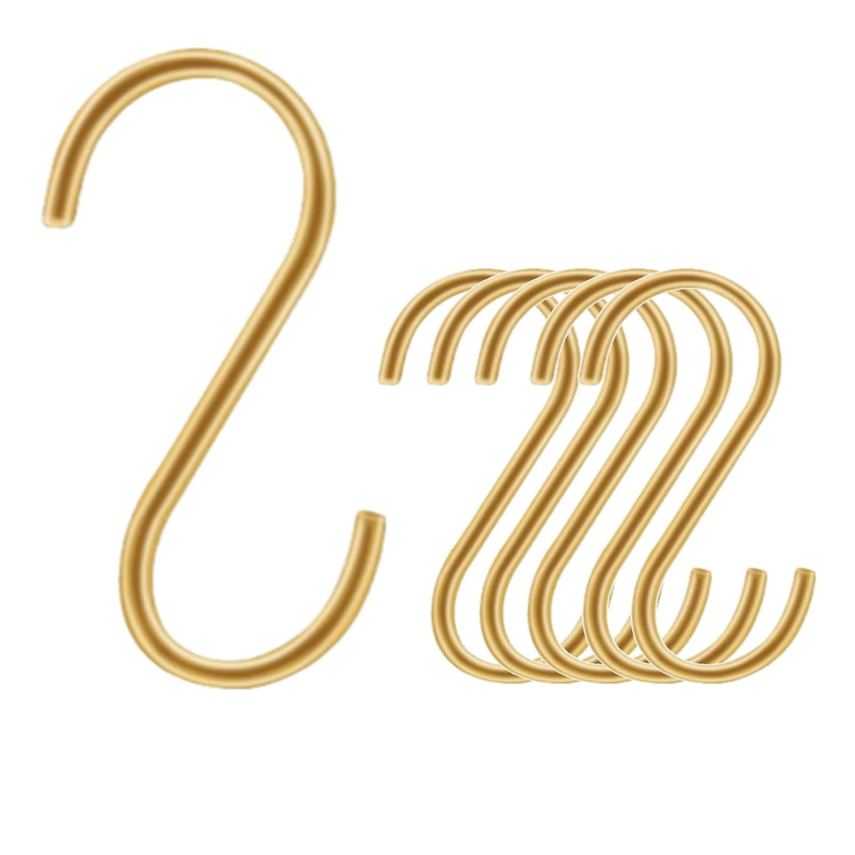 6-Piece Gold S Hooks, Brass for Versatile Use