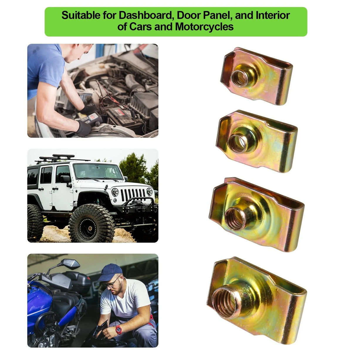 80 Piece U-Clip Nut Set for Auto Car (M4 M5 M6 M8 Assortment)