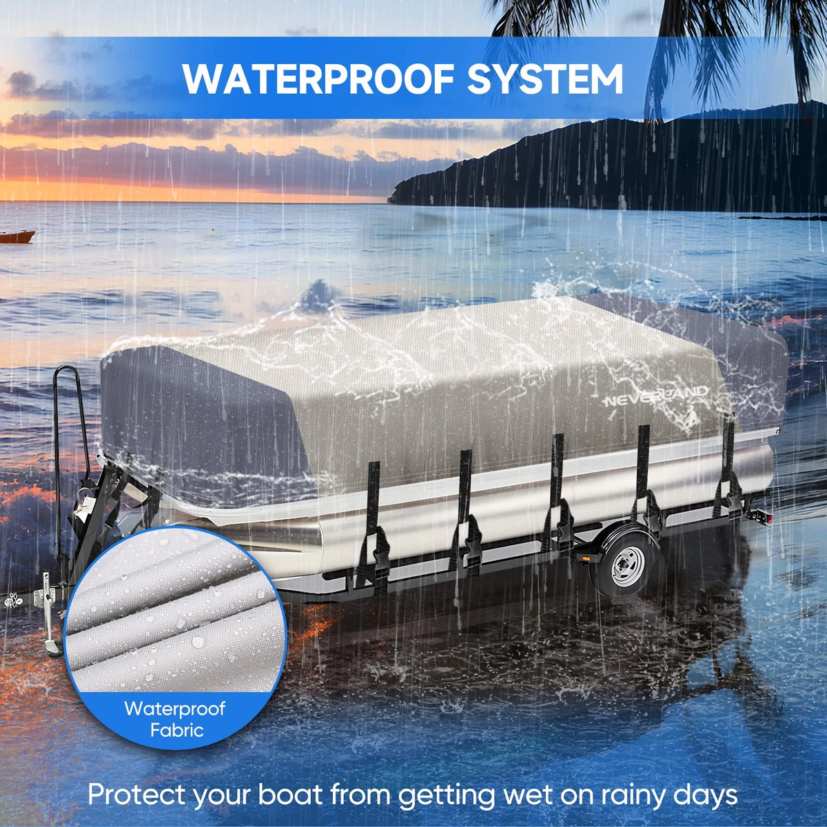 Heavy Duty Waterproof Pontoon Boat Cover 21'-24' NEV A300-36-2124-104