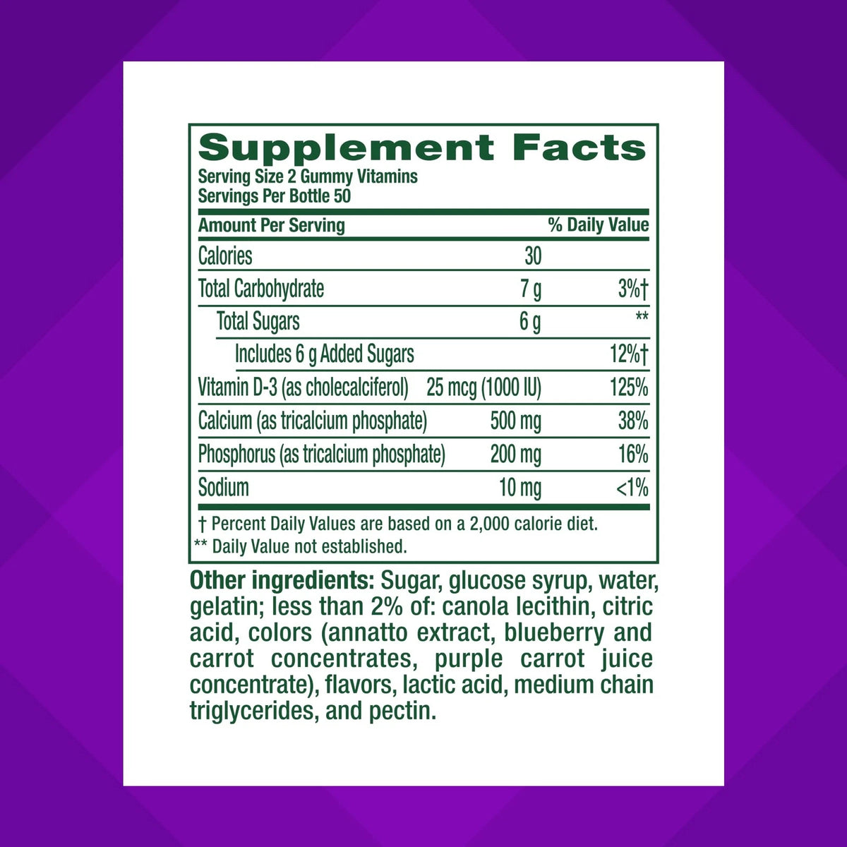 Chewable Calcium Gummy Vitamins 100 Count for Bone Health