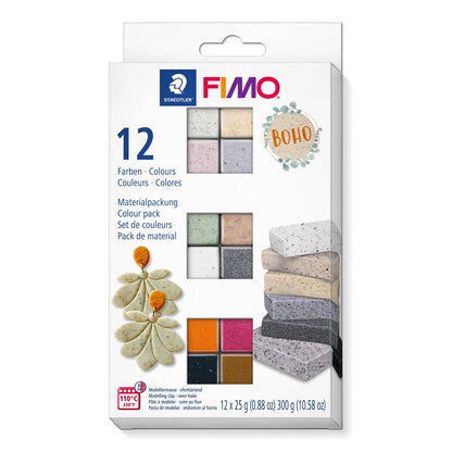12 x 25g Half Blocks FIMO Effect Oven-Bake Polymer Clay for Boho Collection