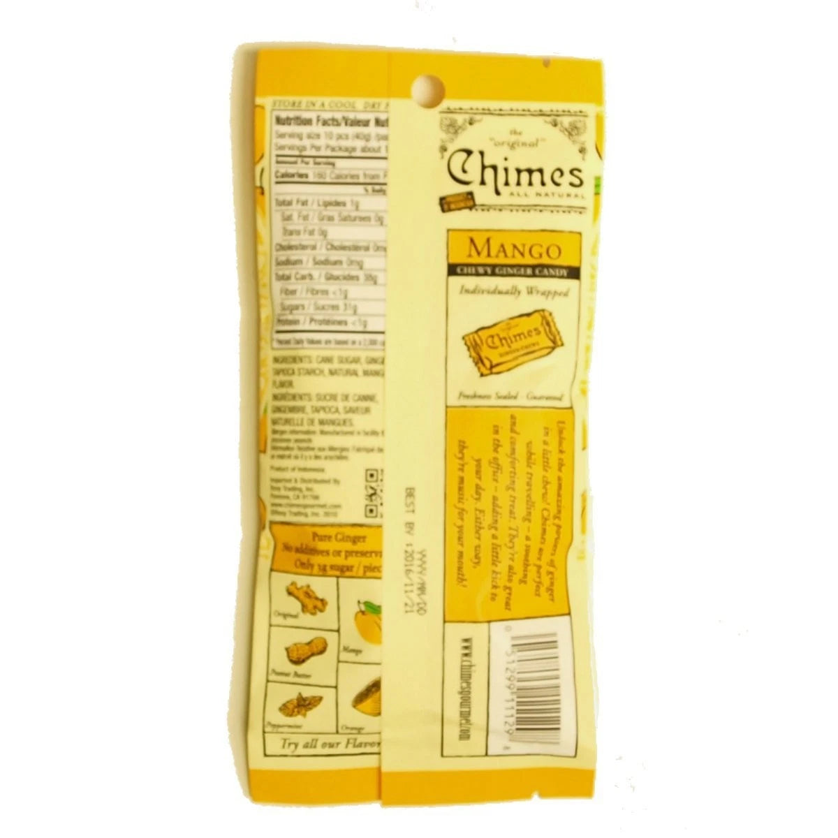 Pack of 3 Chimes Ginger Chews 1.5 Oz (Mango)