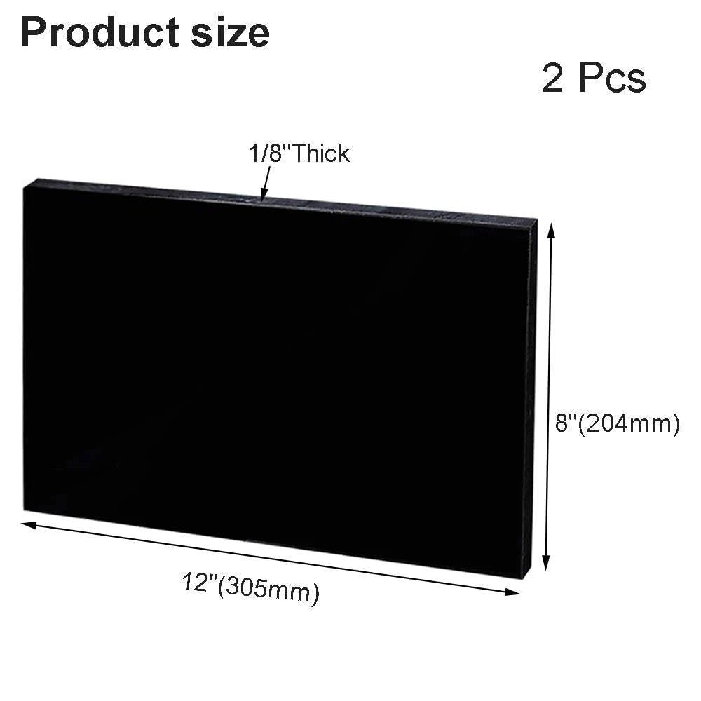 1/8" Thick HDPE Plastic Sheet for Various Applications (8"x12") - Black