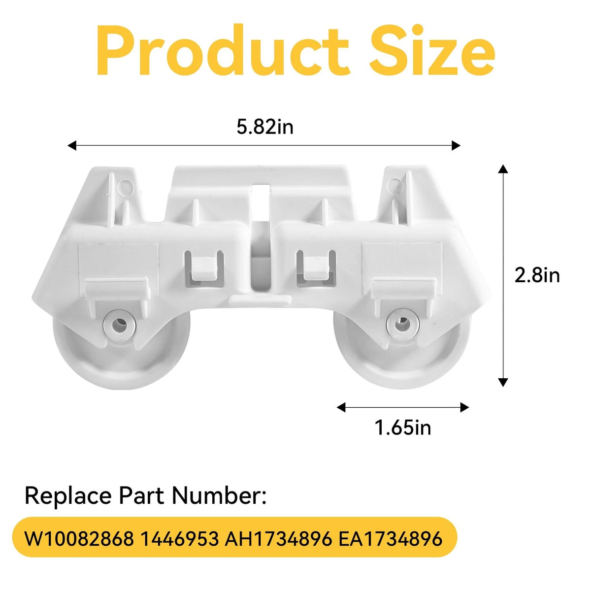 Lower Rack Wheel Roller Assembly for Dishwasher (WPW10082868)