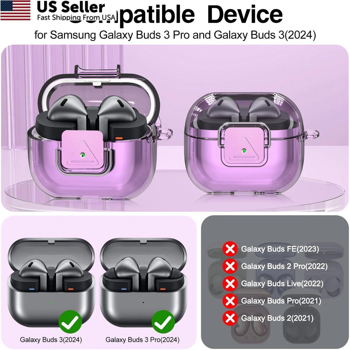 Samsung Galaxy Buds3 FE / Pro Clear Purple (2024–2025)