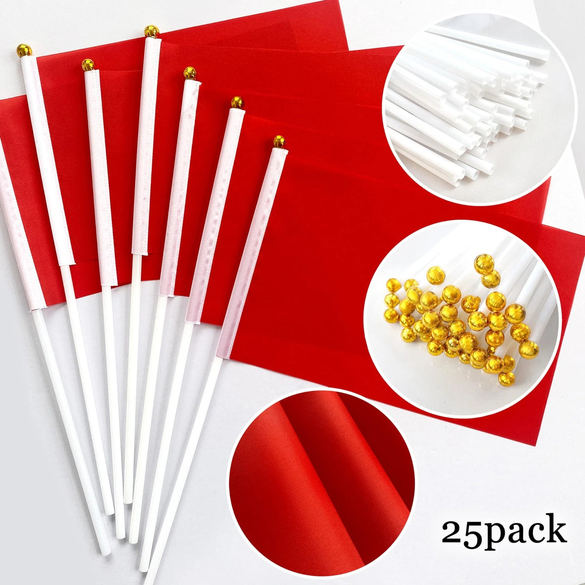 25 Pack Mini Red Flags for DIY Party Decor