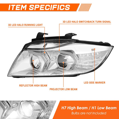 Switchback Signal LED DRL Projector Headlight for BMW 3-Series (2009-2012)
