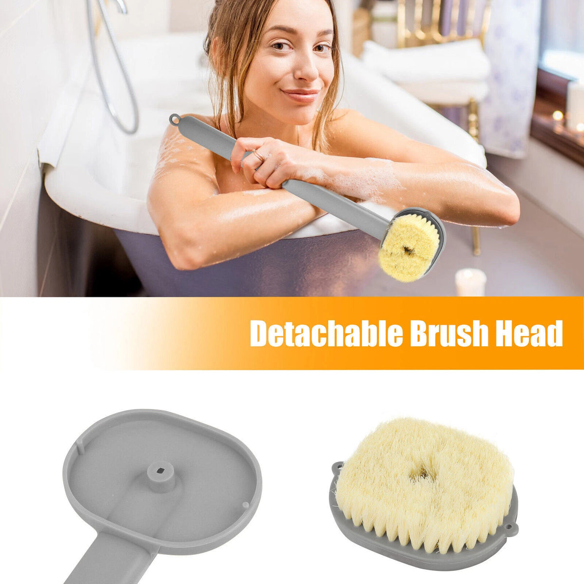 Bath Shower Brush for Body Exfoliation (Long Handle, Soft Bristles)