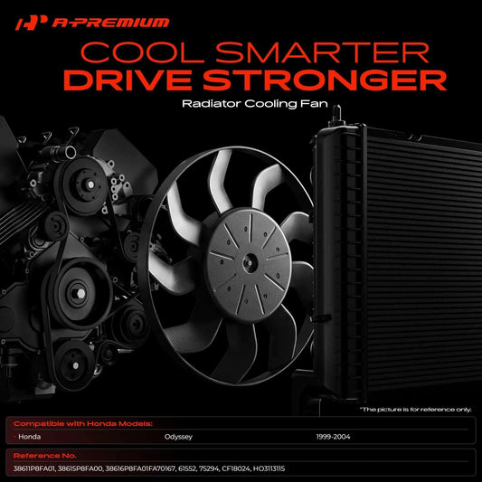 Cooling Fan Assembly w/ Shroud for Honda Odyssey (1999–2004) 38611P8FA01, 38615P8FA00