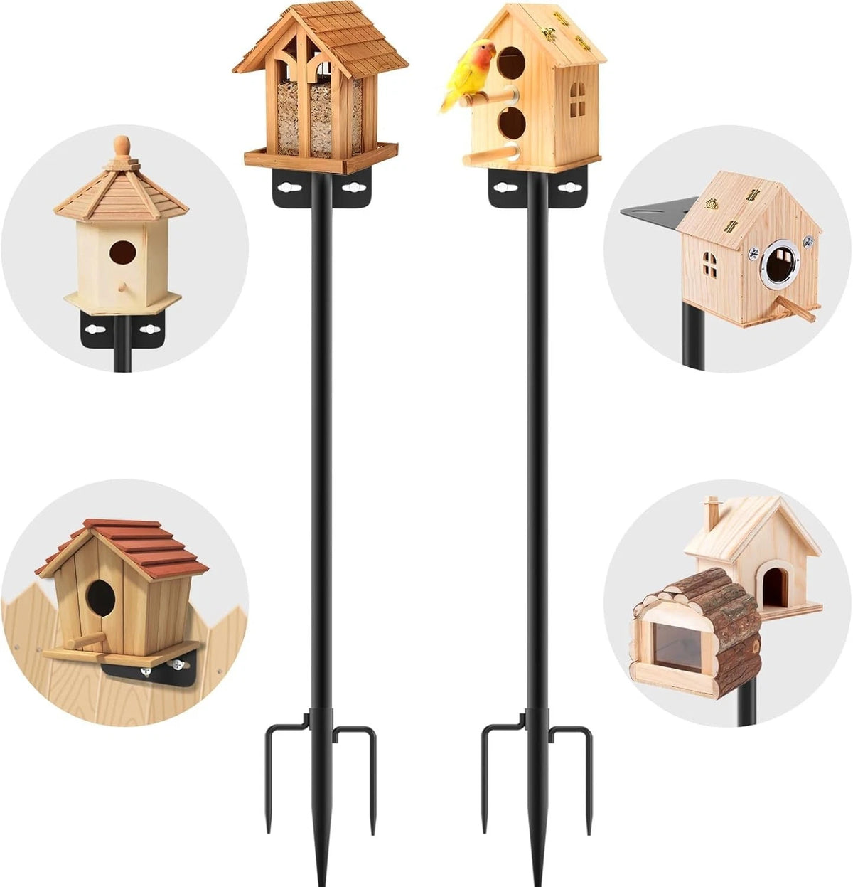 2X 80 Inch Adjustable Bird Feeder Pole - Rustproof Design