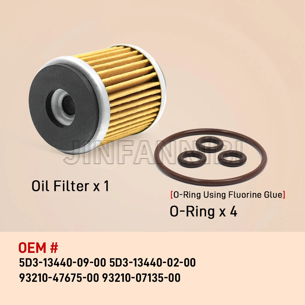 Oil Filter Kit with O-Rings for Yamaha WR250F YZ250F (2001–2002) 5D3-13440-02-00, 5D3-13440-09-00, 93210-07135-00, 93210-47675-00