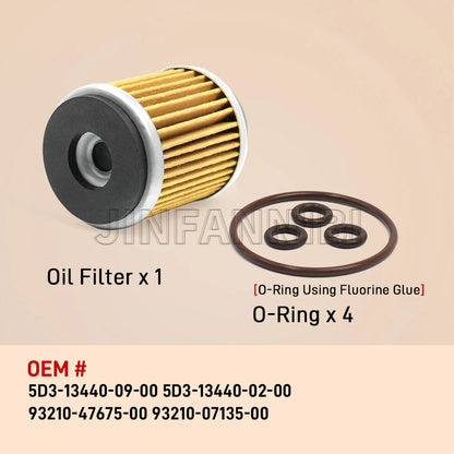 Oil Filter Kit with O-Rings for Yamaha WR250F YZ250F (2001–2002) 5D3-13440-02-00, 5D3-13440-09-00, 93210-07135-00, 93210-47675-00