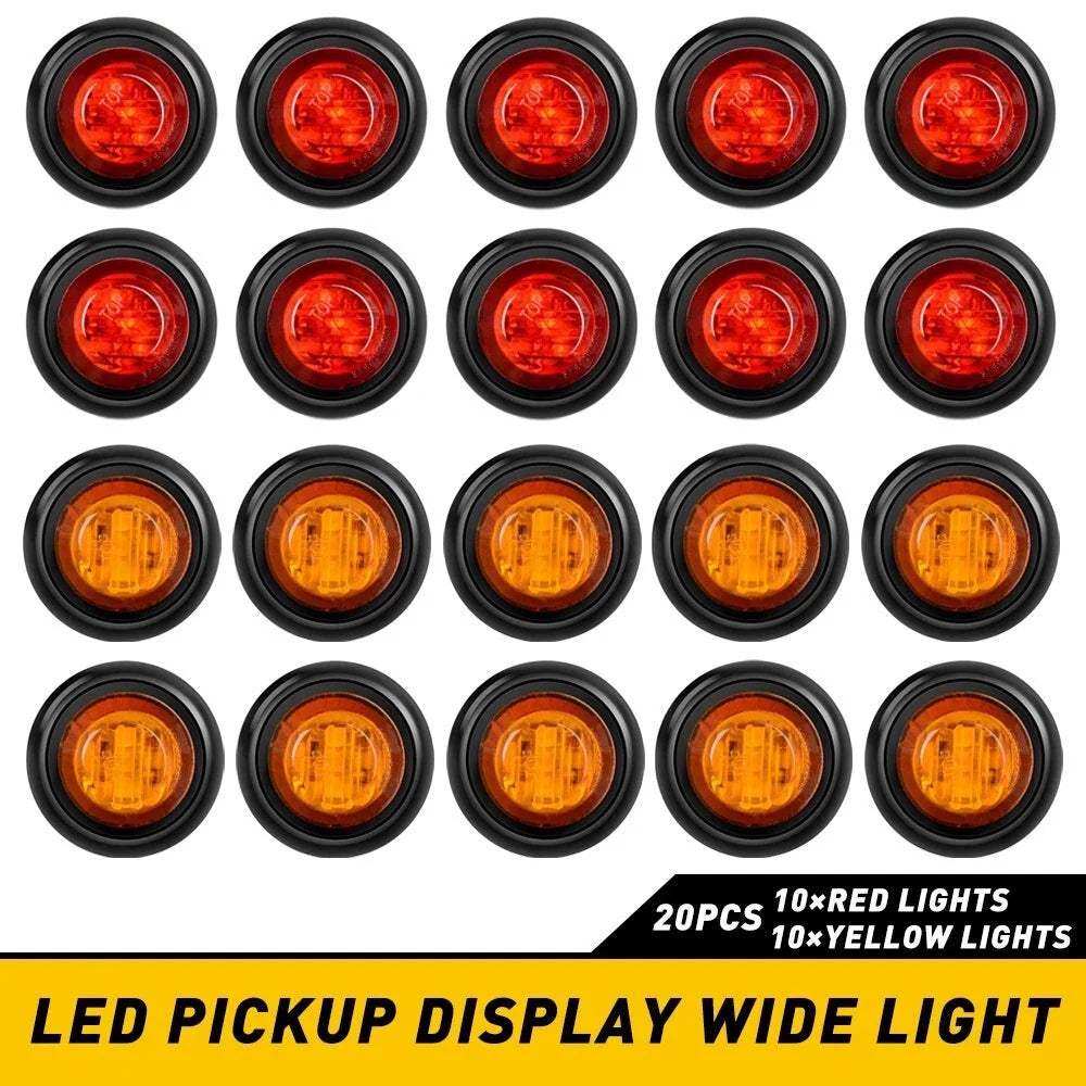 12V LED Round Marker Lights Set of 20 for Universal Fit Vehicles
