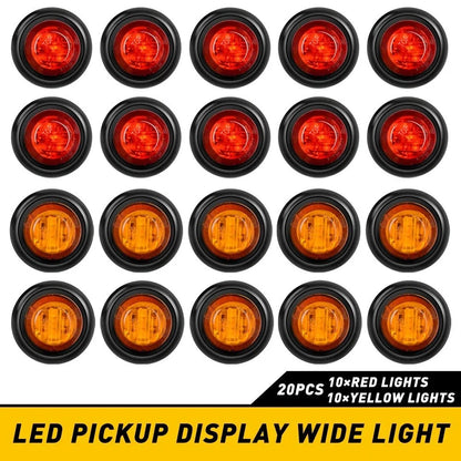 12V LED Round Marker Lights Set of 20 for Universal Fit Vehicles