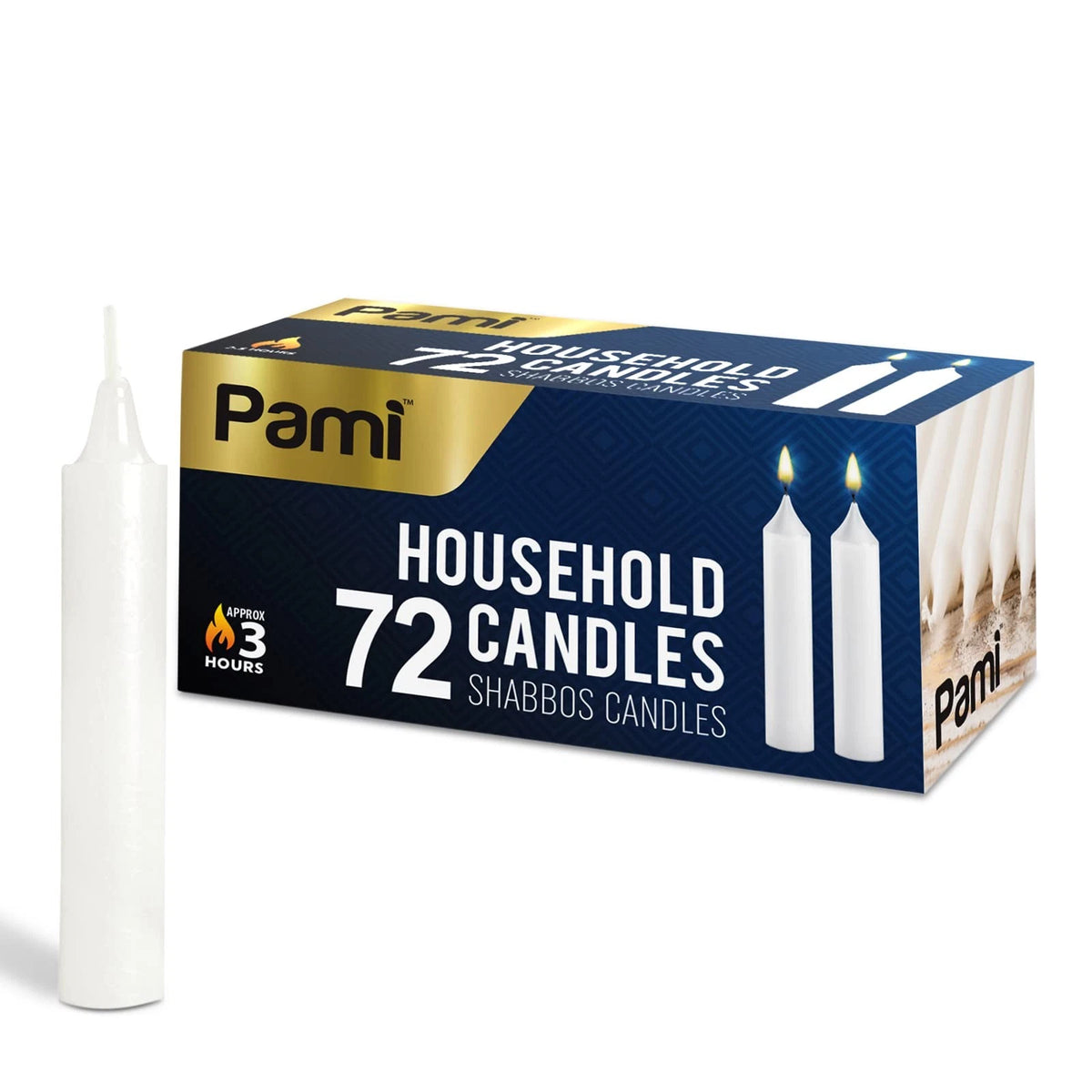 72-Pack Unscented Taper Candles (3 Hours)