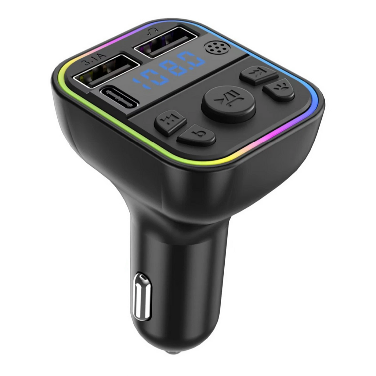 FM Transmitter Adapter for Car (Type-C, Dual USB, Fast Charger)