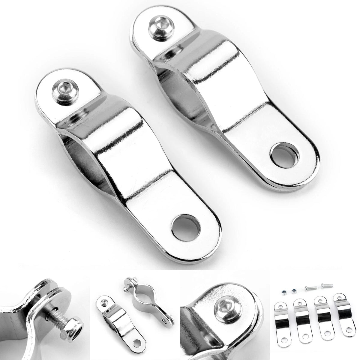 Adjustable Foglight Bracket for Motorcycle (30-35MM) M523-A079-Chrome