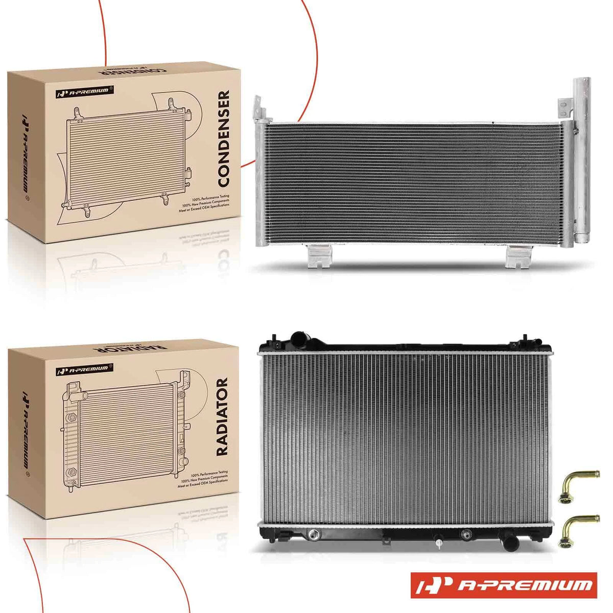 Cooling Kit Set of 2 Aluminum Radiator & AC Condenser for Lexus GS450h (2013–2016) 1640031820, 940571, 13340
