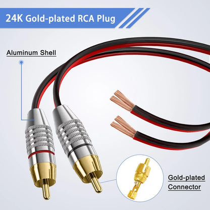 2X Speaker Bare Wire to RCA Plugs Adapter for Universal Use