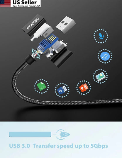 USB-C to USB 3.0 Adapter for Universal Use (20cm, Matte Black)