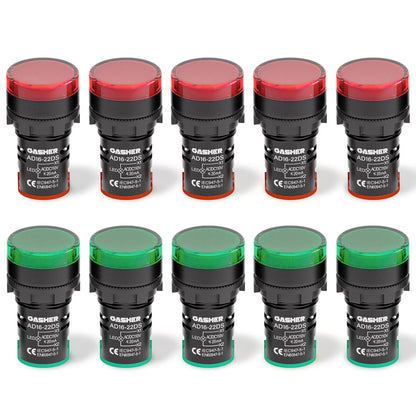 10PCS Energy Saving Indicator Light 12V/24V/110V Green Red