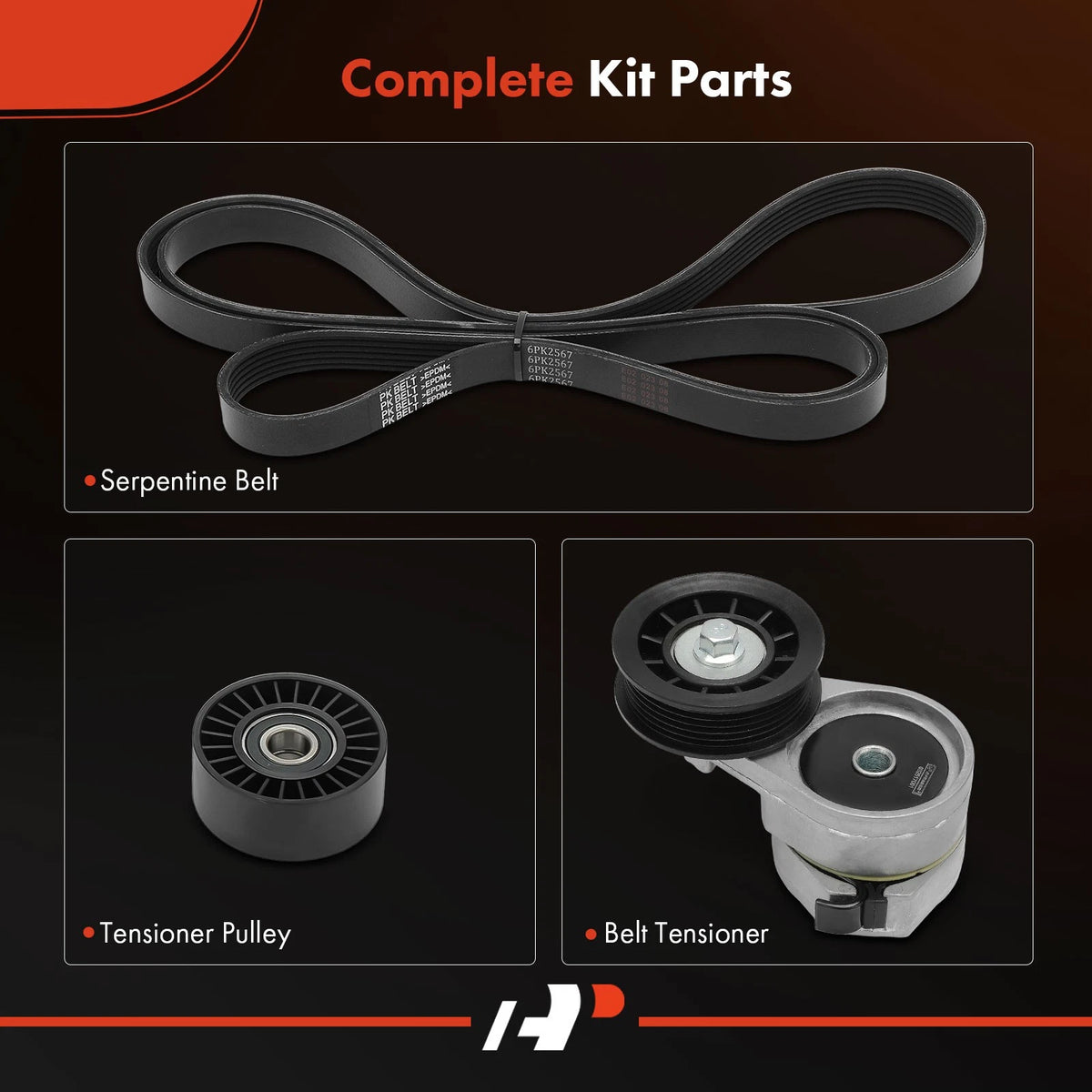 3X Serpentine Belt Drive Component Kit for Ford Taurus (1991–1994)