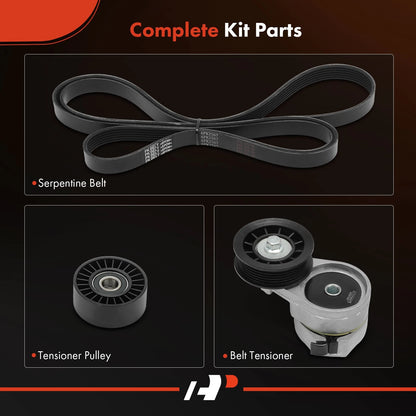 3X Serpentine Belt Drive Component Kit for Ford Taurus (1991–1994)
