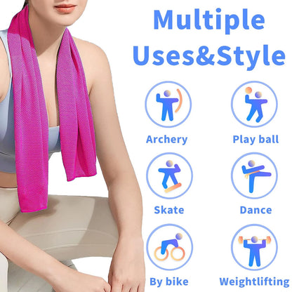 4 Pack Cooling Towel (40"x12") - Soft Breathable Ice Towel
