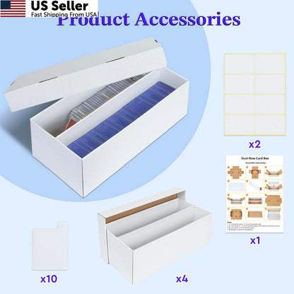 4 Pack Trading Card Storage Box - 2 Rows, Cardboard, White