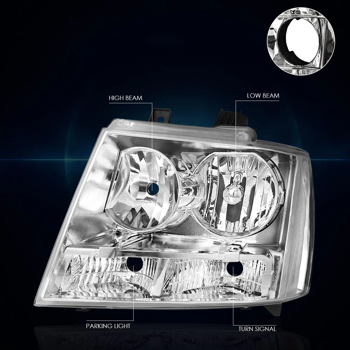 Chrome Housing Clear Corner Headlight Replacement for Suburban/Avalanche (2007–2014)