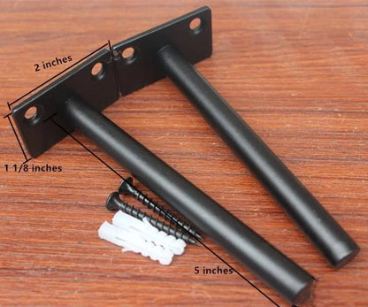 24 Pcs 5" Black Solid Steel Floating Shelf Bracket Blind Shelf Supports