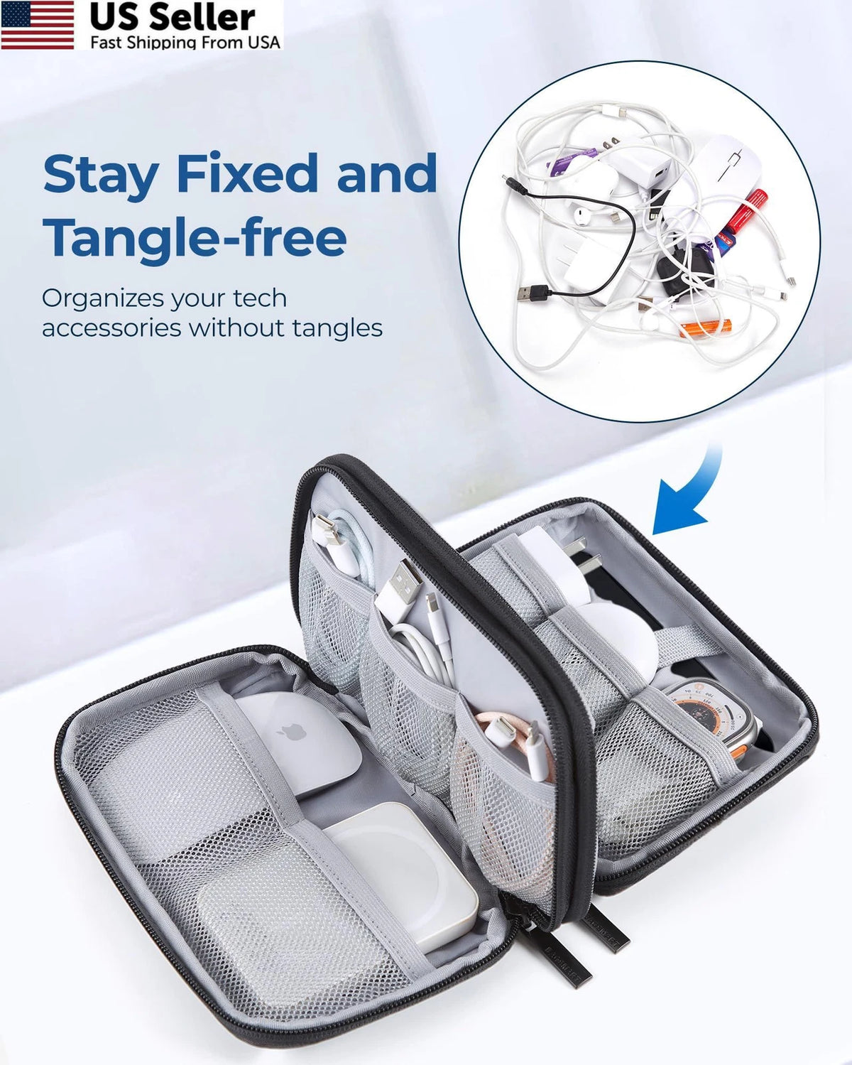 Electronics Organizer for Universal Use (7.9 x 4.7 x 2.4 inches)