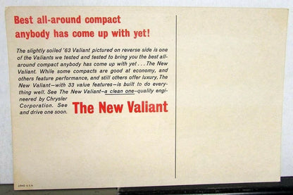 1963 Valiant Dealer Postcard Promotional Sales Introduction