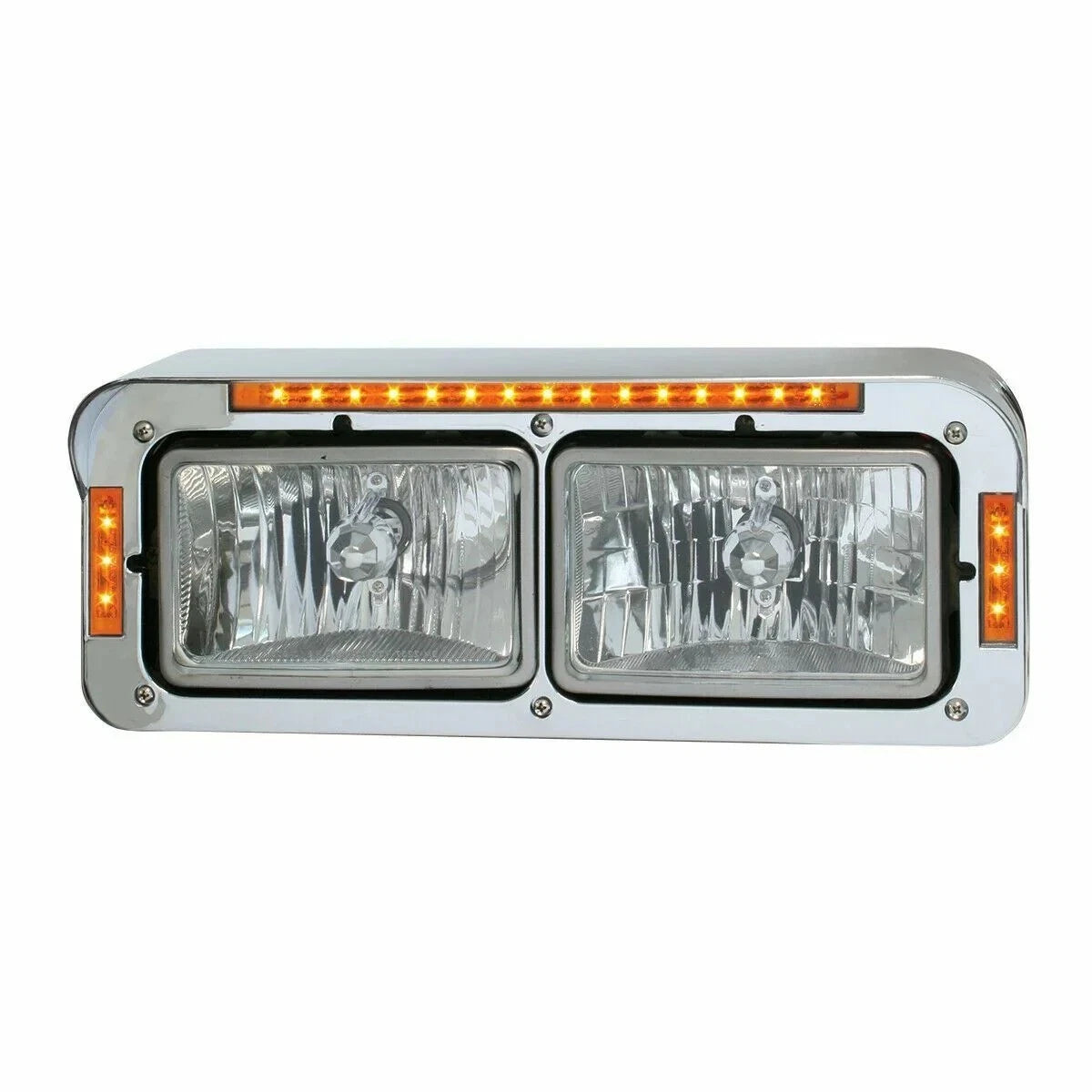 Set of 2 Dual Rectangular 4X6 Headlight Bezels for (87595) Chrome LED
