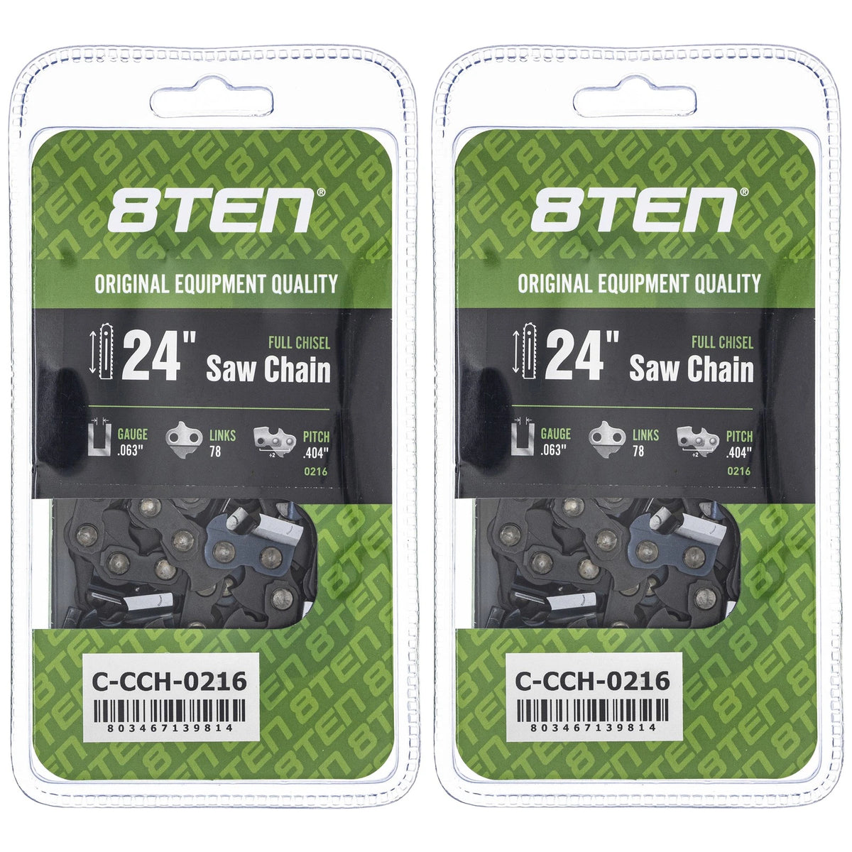 2X Full Chisel Chainsaw Chain 24 Inch .063 Gauge .404 Pitch 78 Drive Links