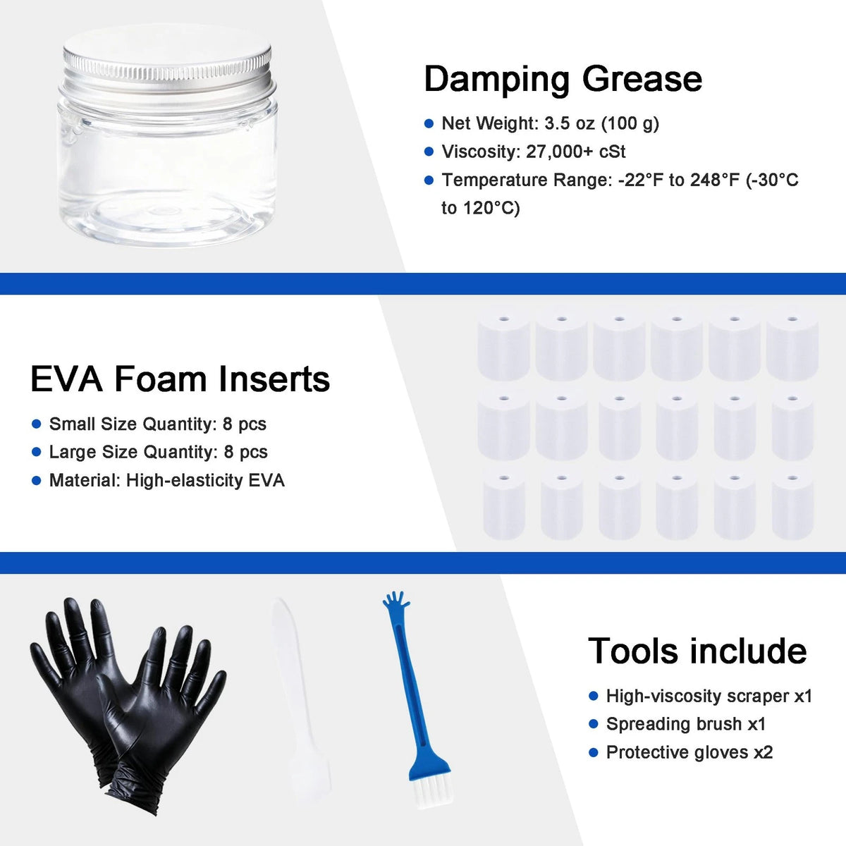 3.5 Oz Washing Machine Damping Grease with 16 Foam Inserts