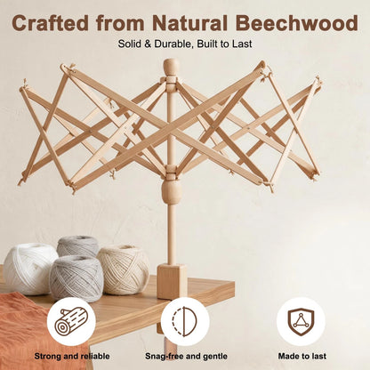 Wooden Yarn Swift for Knitting and Crocheting (Foldable)