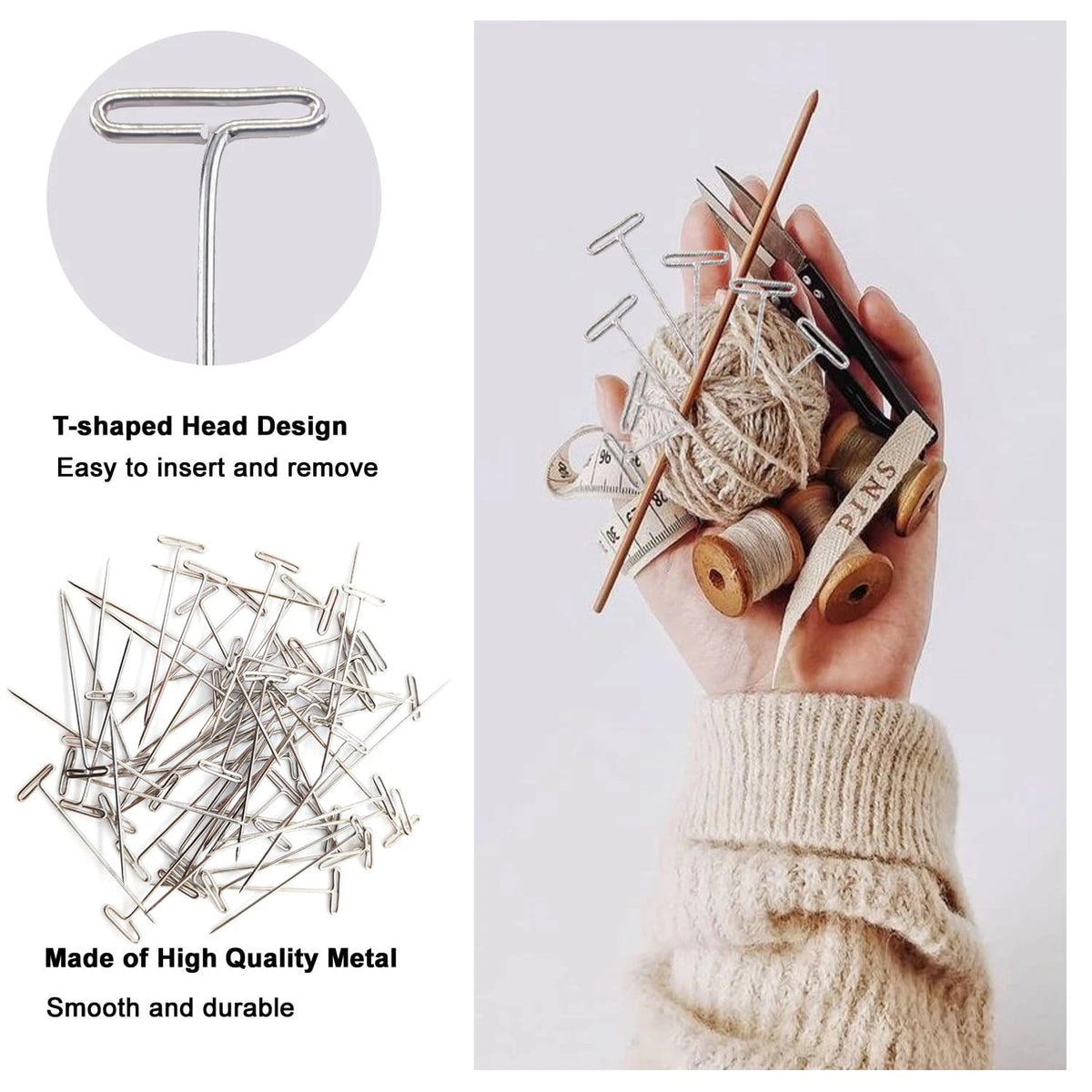 150PCS T-Pins for Sewing Wig Blocking (2 Inch)