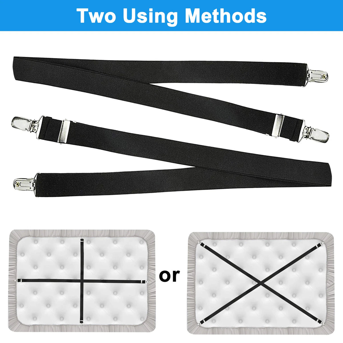 2X Adjustable Bed Fitted Sheet Strap Clips 27.56 in