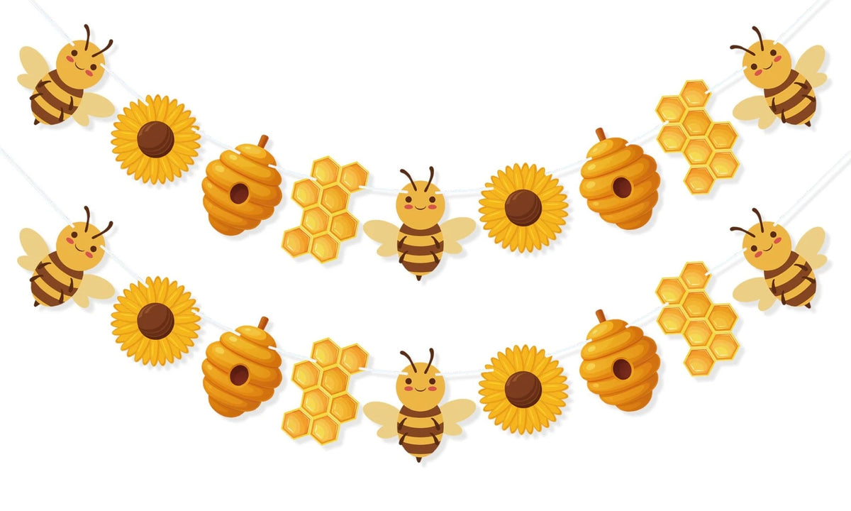 Honeybee Garland Banner for Bee Birthday Party Decorations
