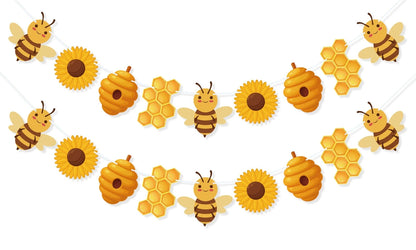 Honeybee Garland Banner for Bee Birthday Party Decorations