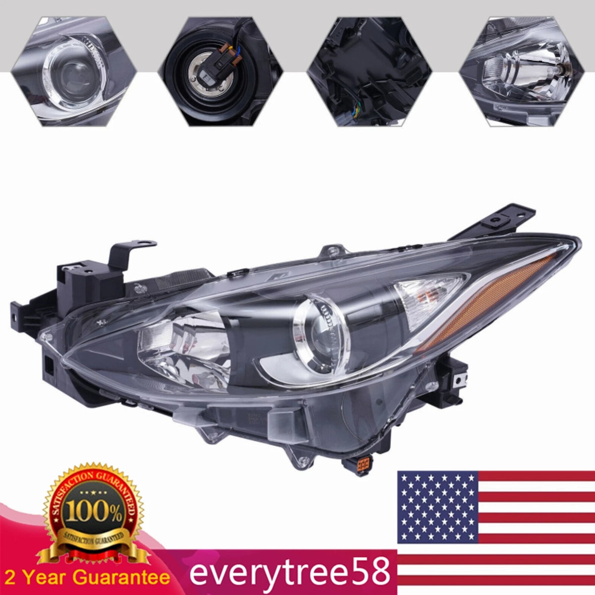 Halogen Headlight Driver LH for Mazda 3 Sedan Hatchback (2014–2016) BPW1510L0