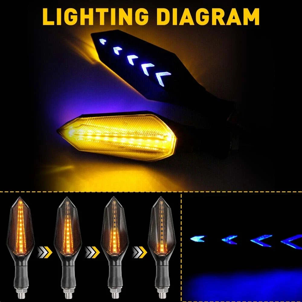 Motorcycle 12-LED Sequential Turn Signal Lamps - 2X Set